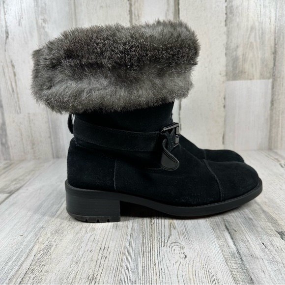 Bass Tempest Black Suede H2O-Resist Pull on Ankle Winter Boots #229 - Picture 3 of 12